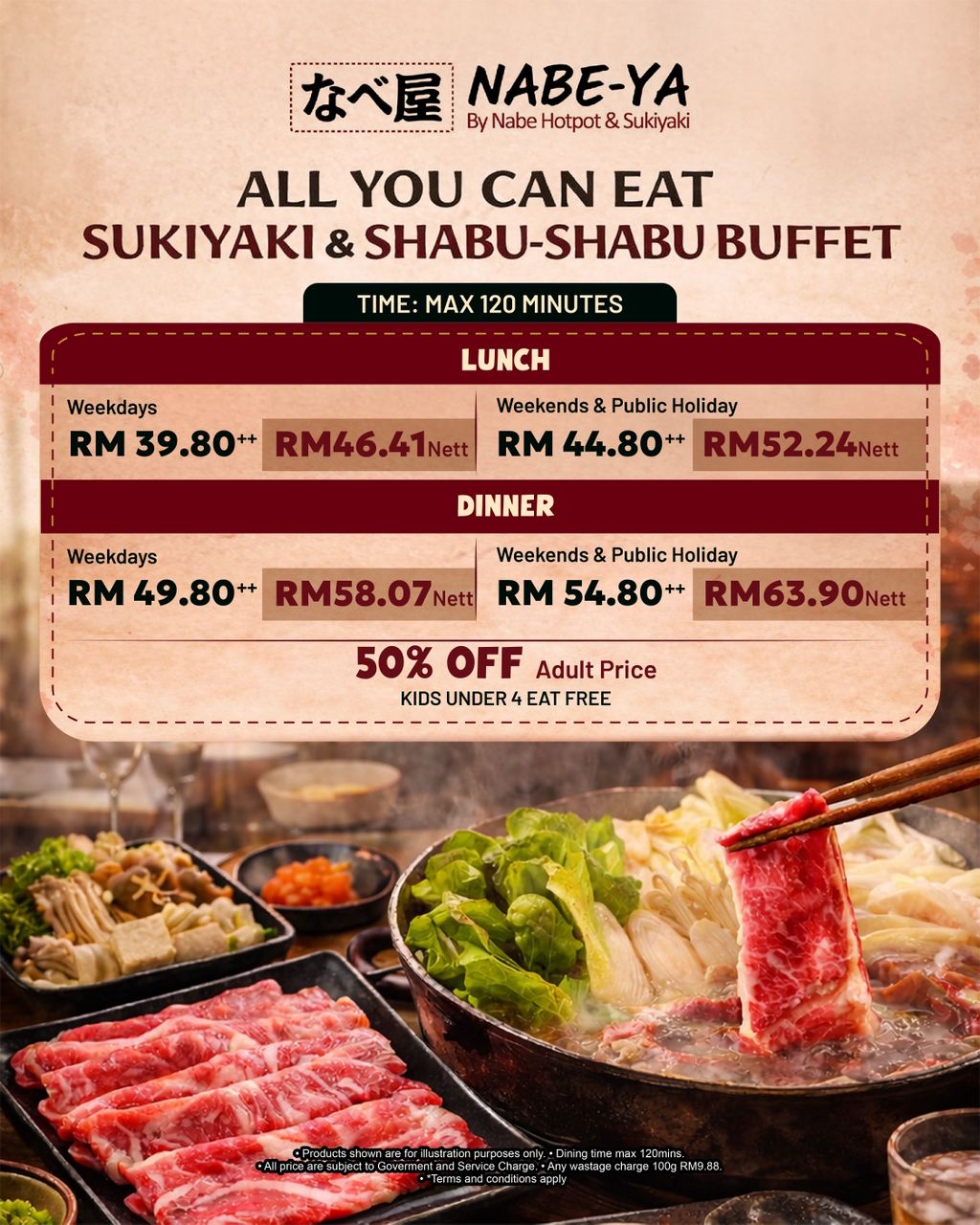 Nabe-YA Pricing Menu